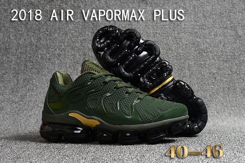 2018 Nike Air VaporMax Plus Army Green Gold Shoes